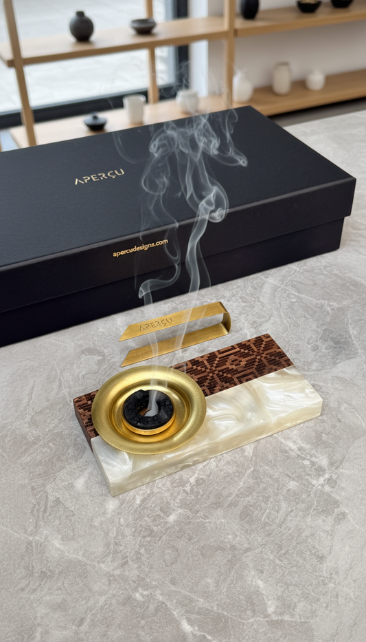 Walnut wood and resin Mabkhara Set